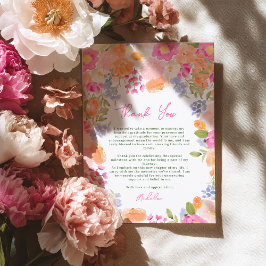 Tarjeta De Agradecimiento Graduación Floral Moderna Boho de Durazno y Rosa