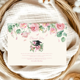 Tarjeta De Agradecimiento Graduación floral rosa