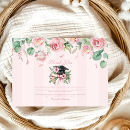 Tarjeta De Agradecimiento Graduación floral rosa moderna