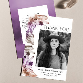 Tarjeta De Agradecimiento Graduación fotográfica de cristales de acuarela an