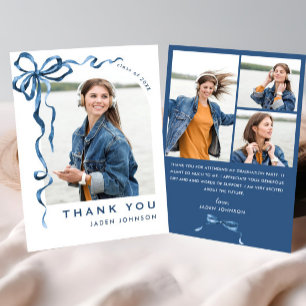 Tarjeta De Agradecimiento Graduación FOTOGRÁFICA de la cinta azul de vaca de