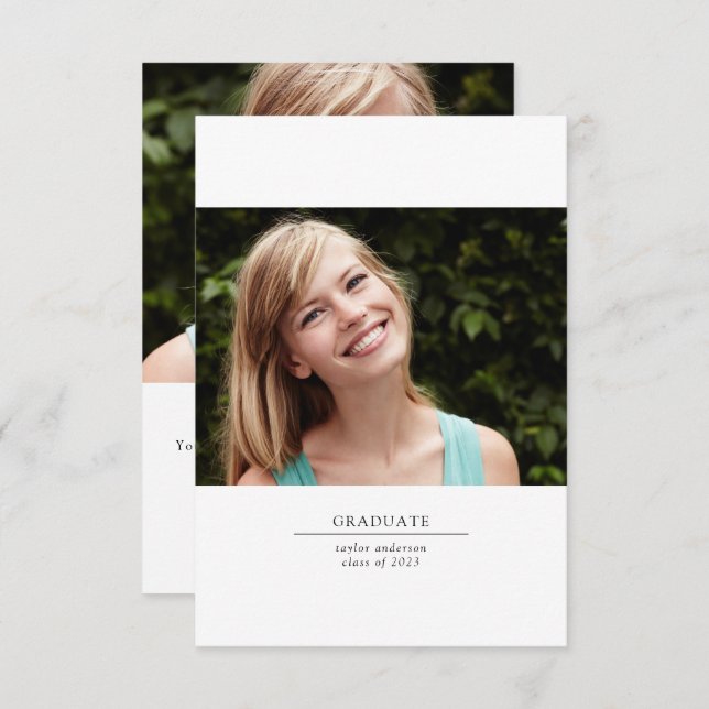 Tarjeta De Agradecimiento Graduación fotográfica en blanco y negro de 2022 (Anverso / Reverso)