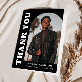 Tarjeta De Agradecimiento Graduación fotográfica en blanco y negro de arco d