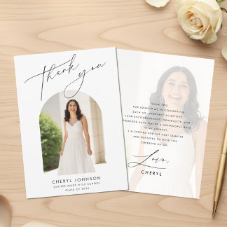 Tarjeta De Agradecimiento Graduación Fotográfica Minimalista Moderna