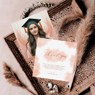 Tarjeta De Agradecimiento Graduación Fotográfica Moderno Boho Peach Fuzz