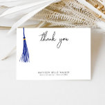Tarjeta De Agradecimiento Graduación Gracias Blue Tassel<br><div class="desc">Simple tema de graduación gracias tarjeta con espacio en blanco para escribir mensajes manuscritos en el medio. Hay un ilustracion de una placa azul en un lado.</div>