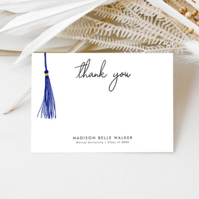 Tarjeta De Agradecimiento Graduación Gracias Blue Tassel (Subido por el creador)