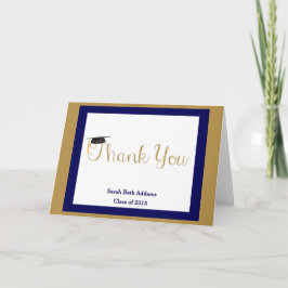 Tarjeta De Agradecimiento Graduación Gracias, Marina y Oro, Añadir Nombre/Añ