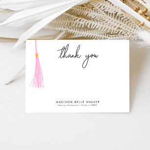 Tarjeta De Agradecimiento Graduación Gracias Tassel Rosa Claro