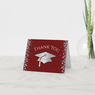 Tarjeta De Agradecimiento Graduación Granate y Plata
