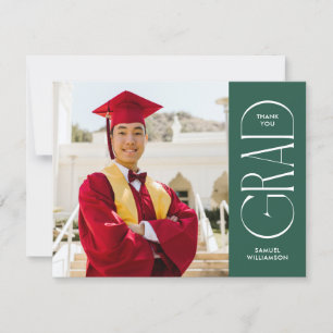 Tarjeta De Agradecimiento Graduación minimalista de fotografía de doble cara