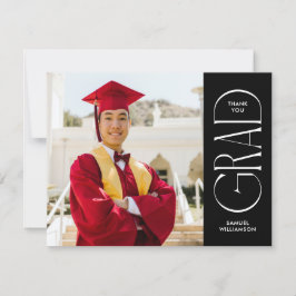 Tarjeta De Agradecimiento Graduación minimalista de fotografía de doble cara