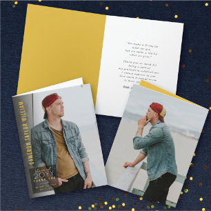 Tarjeta De Agradecimiento Graduación minimalista de fotografía moderna cuadr