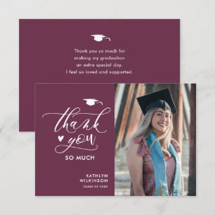 Tarjeta De Agradecimiento Graduación Minimalista de guion malva morado elega