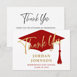 Tarjeta De Agradecimiento Graduación Minimalista moderna y simple de color r