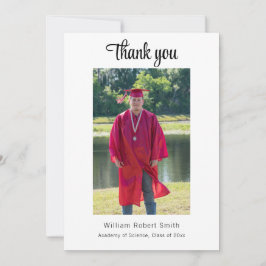 Tarjeta De Agradecimiento Graduación moderna con vibe masculina personalizad