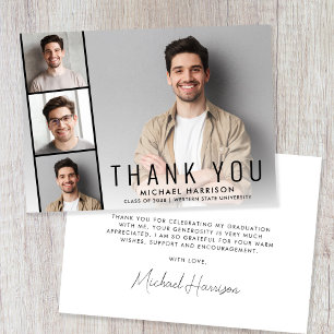 Tarjeta De Agradecimiento Graduación moderna de Collage de fotos