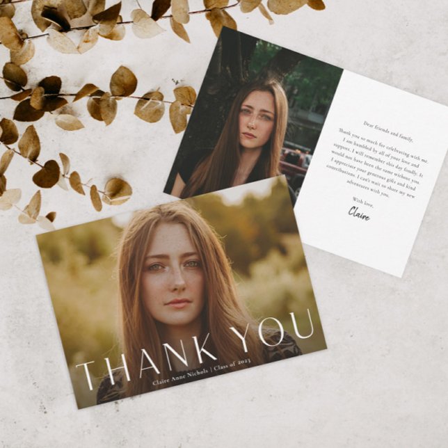 Tarjeta De Agradecimiento Graduación moderna de fotografía (Subido por el creador)
