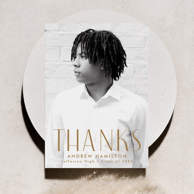 Tarjeta De Agradecimiento Graduación moderna de fotografía en latón (Subido por el creador)
