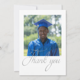 Tarjeta De Agradecimiento Graduación moderna de fotografía Minimalista en bl