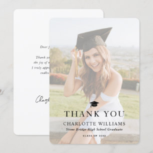 Tarjeta De Agradecimiento Graduación moderna de fotos en blanco y negro