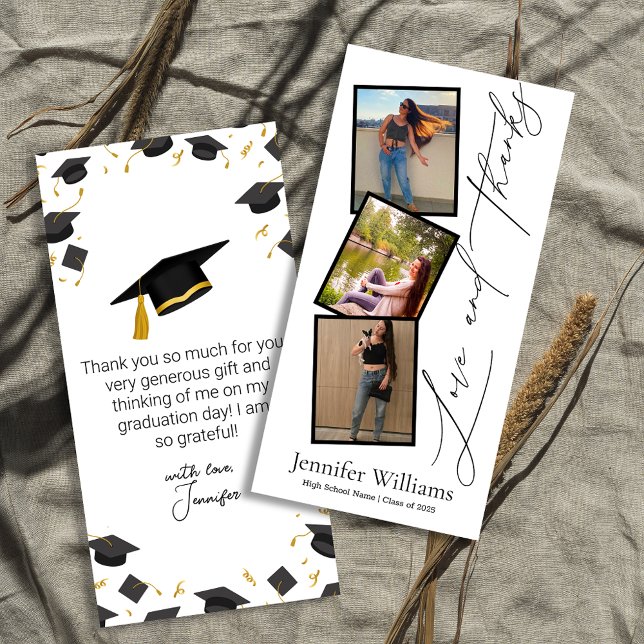 Tarjeta De Agradecimiento graduación moderna de guiones 3 cabina de fotos el (Subido por el creador)