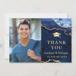 Tarjeta De Agradecimiento Graduación moderna del árido de mármol dorado