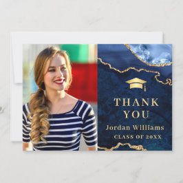 Tarjeta De Agradecimiento Graduación moderna del árido de mármol dorado