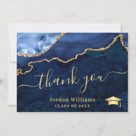 Tarjeta De Agradecimiento Graduación moderna del árido de mármol dorado