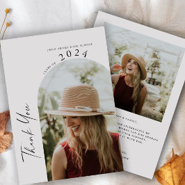 Tarjeta De Agradecimiento Graduación Moderna Mínima De Dos Fotografías Escri