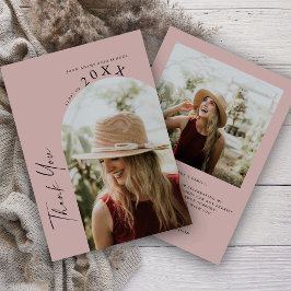 Tarjeta De Agradecimiento Graduación Moderna Mínima De Dos Fotografías Escri