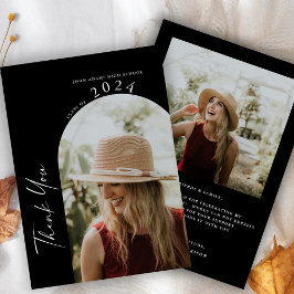 Tarjeta De Agradecimiento Graduación Moderna Mínima De Dos Guiones Fotográfi