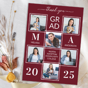 Tarjeta De Agradecimiento Graduación Moderna Personalizada Collage de 6 Foto