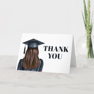 Tarjeta De Agradecimiento Graduación moderna personalizada Graduada mujer