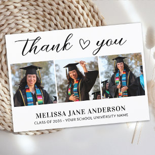 Tarjeta De Agradecimiento Graduación Moderna Personalizada Graduado Corazón 