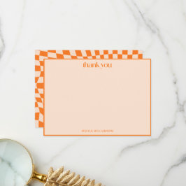 Tarjeta De Agradecimiento Graduación Moderna Retro Naranja Cuadrícula 2026
