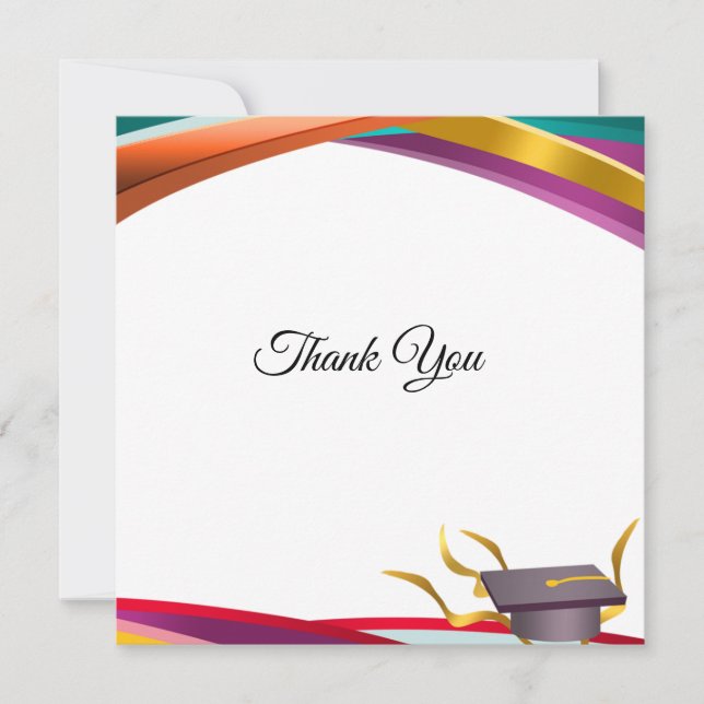 Tarjeta De Agradecimiento Graduación Multicolor Gracias (Anverso)