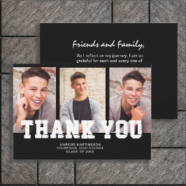 Tarjeta De Agradecimiento Graduación Negra 3 Foto Gracias