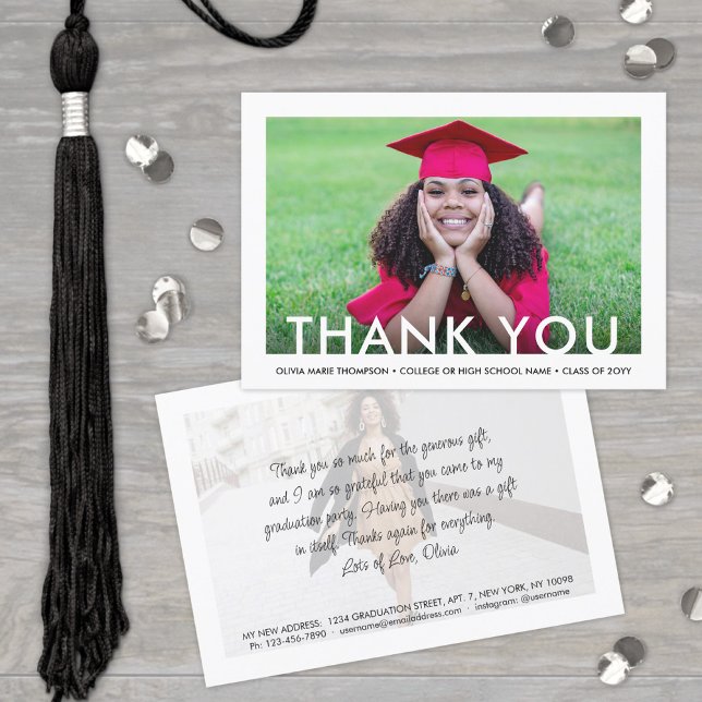 Tarjeta De Agradecimiento Graduación Nueva Dirección 2 Foto Gracias Graduaci (Subido por el creador)