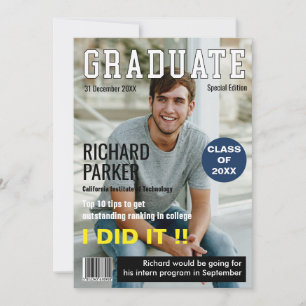 Tarjeta De Agradecimiento Graduación personalizada al estilo de la revista