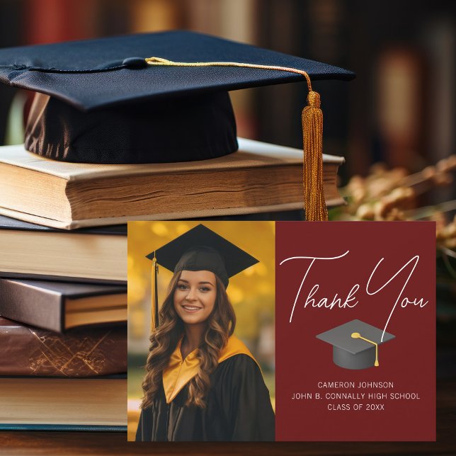 Tarjeta De Agradecimiento Graduación personalizada de foto de graduado de Bo (Subido por el creador)
