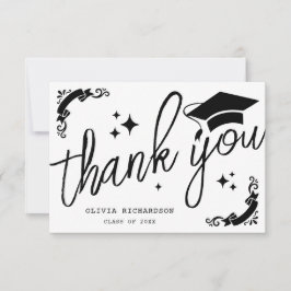 Tarjeta De Agradecimiento Graduación Personalizada Elegante Escritura Estrel