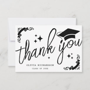 Tarjeta De Agradecimiento Graduación Personalizada Elegante Escritura Estrel