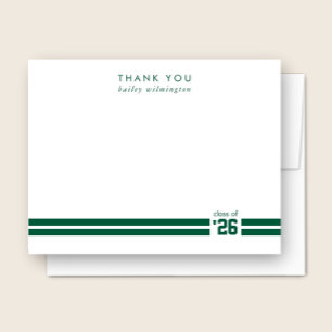 Tarjeta De Agradecimiento Graduación Rayas Deportivas Verde Cazador