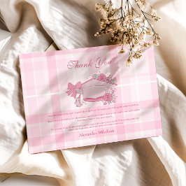 Tarjeta De Agradecimiento Graduación Retro Coquette Pink Bow