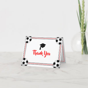 Tarjeta De Agradecimiento Graduación roja y negra