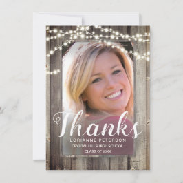 Tarjeta De Agradecimiento Graduación Rustic Shiplap Modern Script Photo