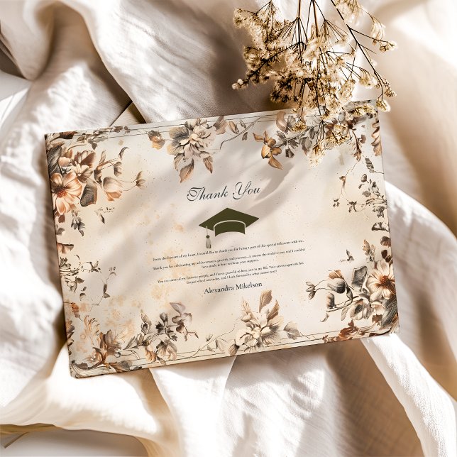 Tarjeta De Agradecimiento Graduación Rústica de Flor Silvestre (Subido por el creador)