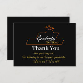 Tarjeta De Agradecimiento Graduación Script Gold & Black Class of