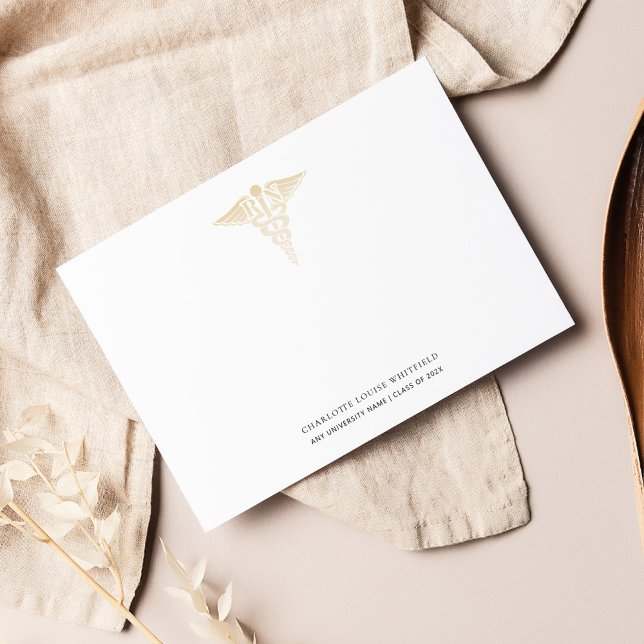 Tarjeta De Agradecimiento Graduación simple 2025 Nurse Pinning (Nurse Pinning Graduation 2024 Caduceus Minimalist Thank You Card)